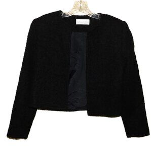 Vintage Tanner Open Front Women's Black Wool Jacket Size 6